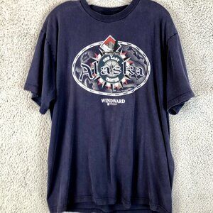 Vintage 90s Alaska The Last Frontier Nature Mountains Bear T Shirt USA Size XL
